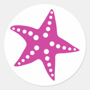 Rond Sticker Fuchsia Pink Starfish, Thème Plage