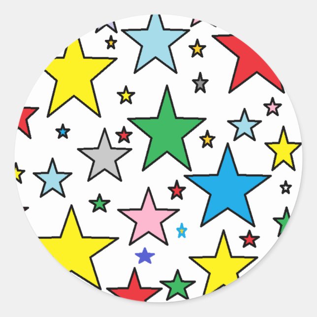 Rond Sticker Funky Cute Bright Stars (Devant)