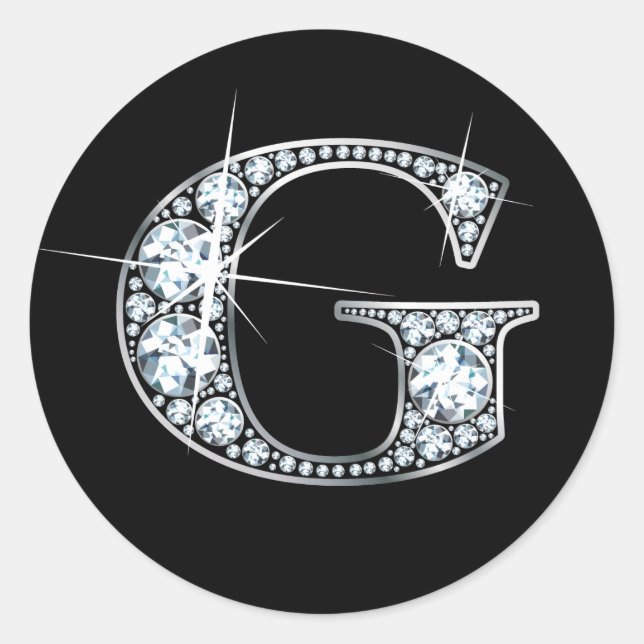 Rond Sticker "G" Faux-"Diamond Bling" (Devant)