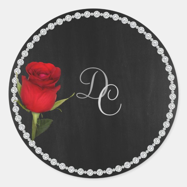 Rond Sticker Gay Elegant Noir et Argent avec Rose (Devant)