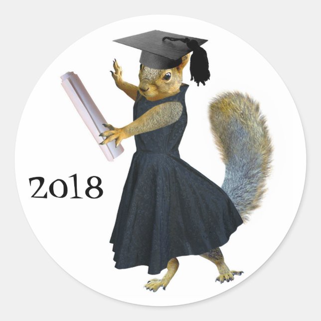 Rond Sticker Girl Squirrel Grad 2018 (Devant)