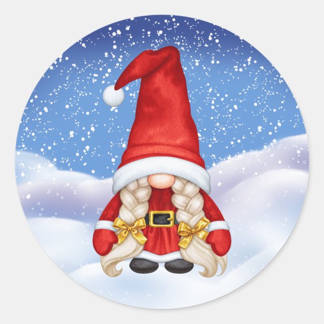 Rond Sticker Gnome de Noël (Devant)