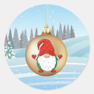 Rond sticker gnome de Noël