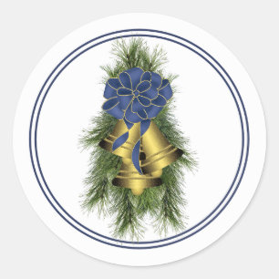 Rond Sticker Gold Bells Holiday