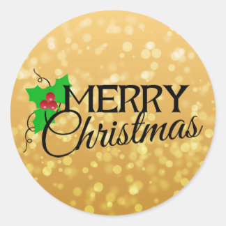 Rond Sticker Gold Christmas