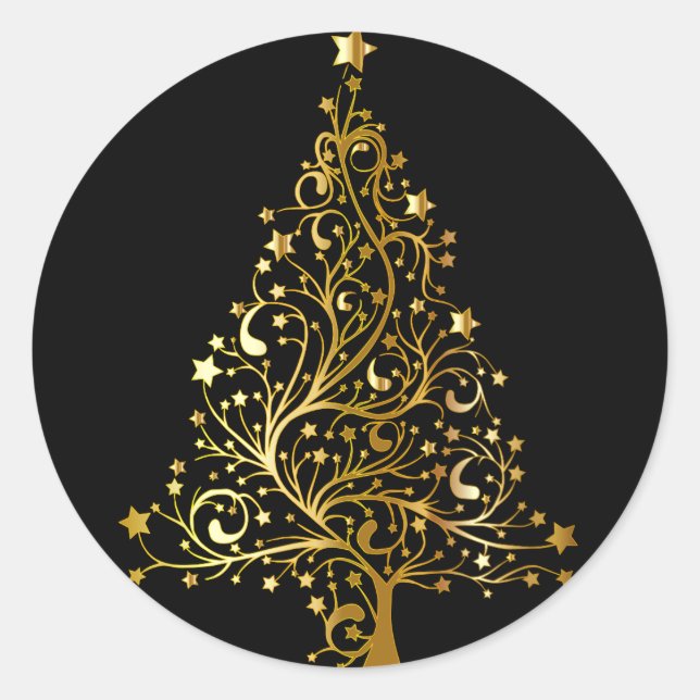 Rond Sticker Gold Christmas Tree (Devant)