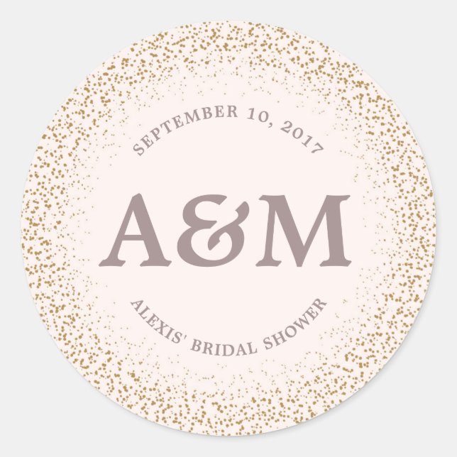 Rond Sticker Gold Confetti Fête des mariées Favoriser (Devant)