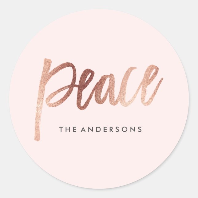 Rond Sticker Gold du Rose de la Paix Brossé (Devant)