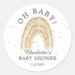 Rond Sticker Gold Rainbow Oh Baby Favor moderne