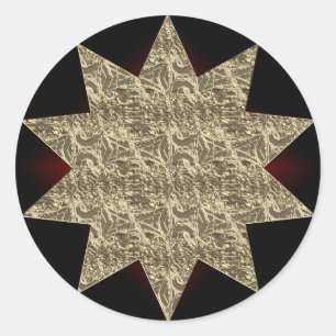 Rond Sticker Gold Starburst