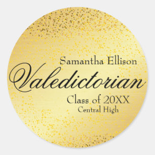 Rond Sticker Gold Valedictorian Personnalisé