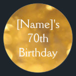Rond Sticker Golden 70th Birthday<br><div class="desc">Design d'ornement. Sticker Golden 70th Birthday</div>