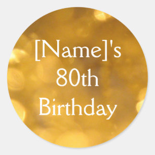 Rond Sticker Golden 80th Birthday