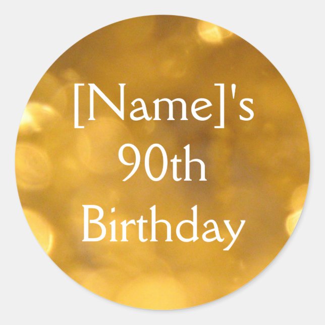 Rond Sticker Golden 90th Birthday (Devant)