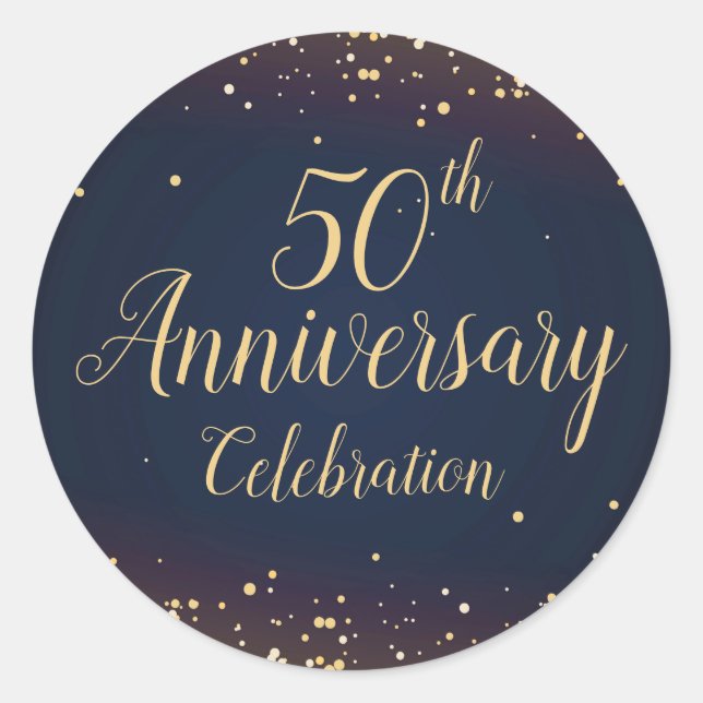 Rond Sticker Golden Confetti 50e anniversaire (Devant)