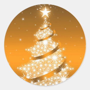 Rond Sticker Golden Elegant Christmas Tree