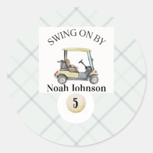 Rond Sticker Golf par Boys 5th Birthday Par-tee