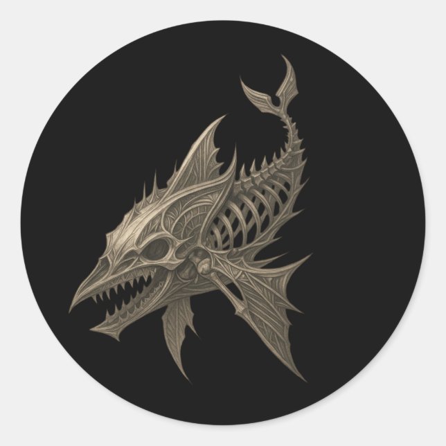 Rond Sticker gothique pour le crâne de requin (Devant)