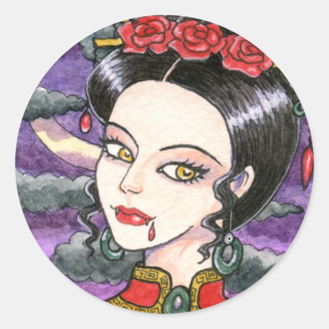 Rond Sticker gothique Vampire par Ann Howard (Devant)