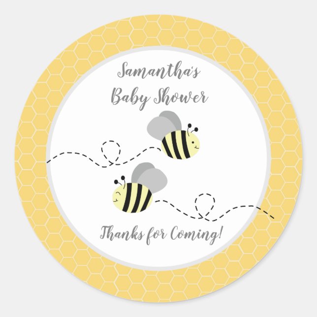 Rond Sticker gris-jaune Bumble Bee Faveur (Devant)