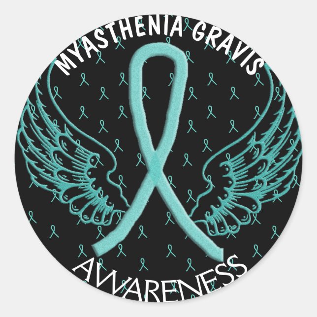 Rond Sticker guerrier Myasthenia Gravis Angel Wings (Devant)