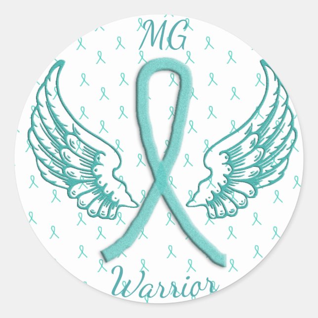 Rond Sticker guerrier Myasthenia Gravis Angel Wings (Devant)