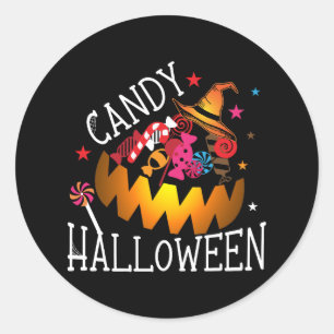 Rond Sticker Halloween à bonbons colorés