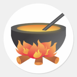 Rond Sticker Halloween Cauldron