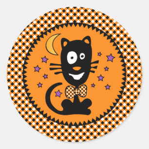 Rond Sticker Halloween drôle Kitty