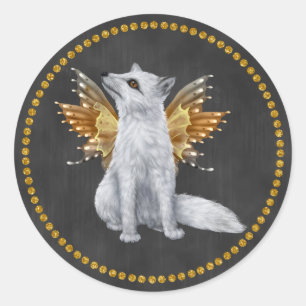 Rond Sticker Halloween Fairy White Fox