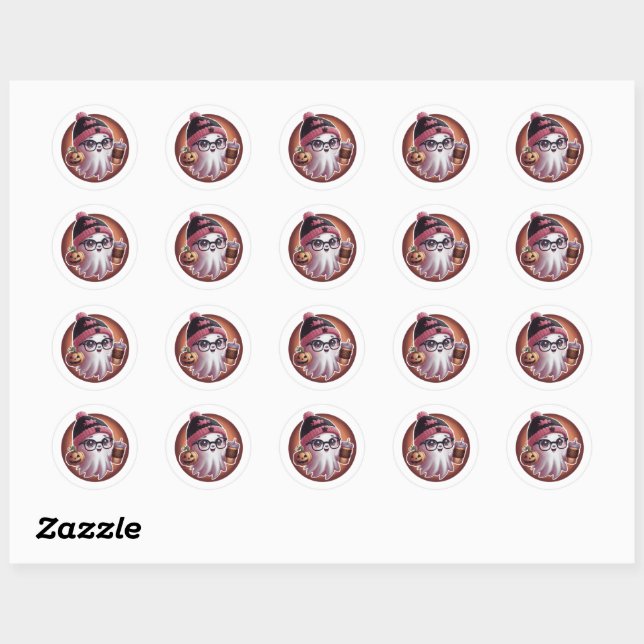 Rond Sticker Halloween Ghost (Feuille)