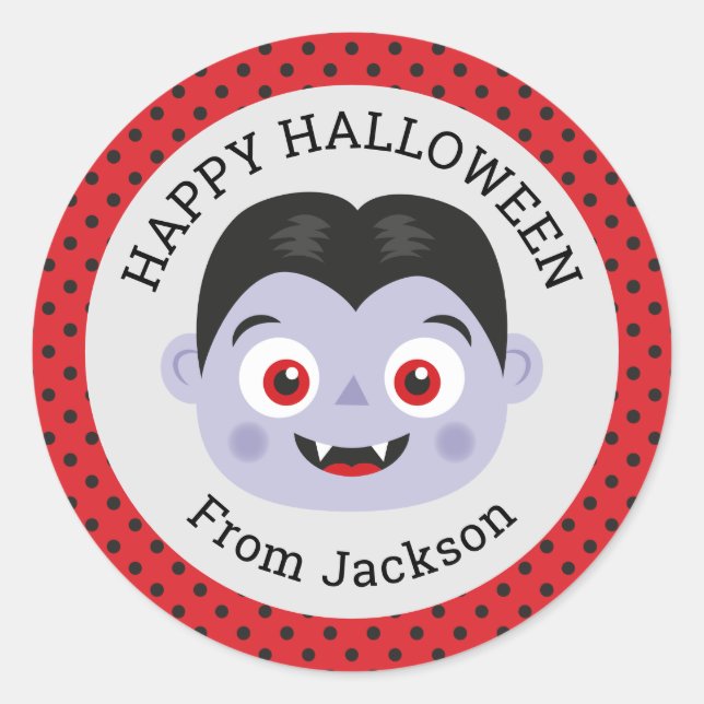 Rond Sticker Halloween Happy Personnalisé (Devant)