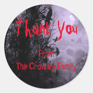 Rond Sticker Halloween Ravens Merci personnalisé
