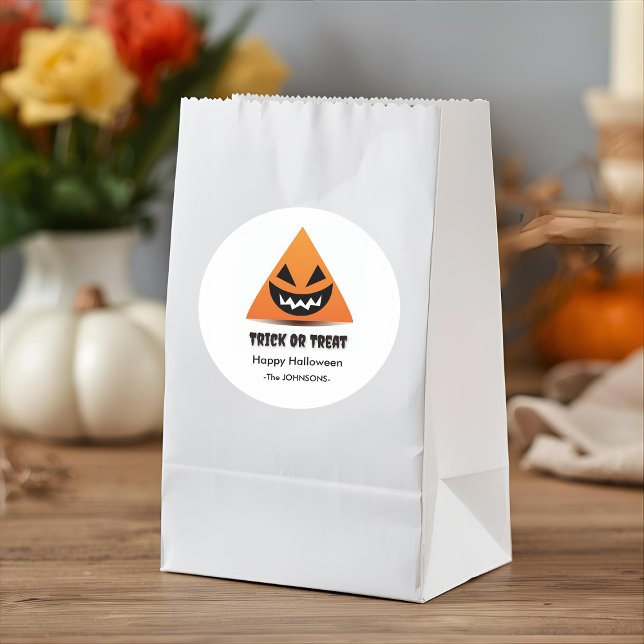 Rond Sticker Halloween - Triangle Citrouille (Créateur téléchargé)