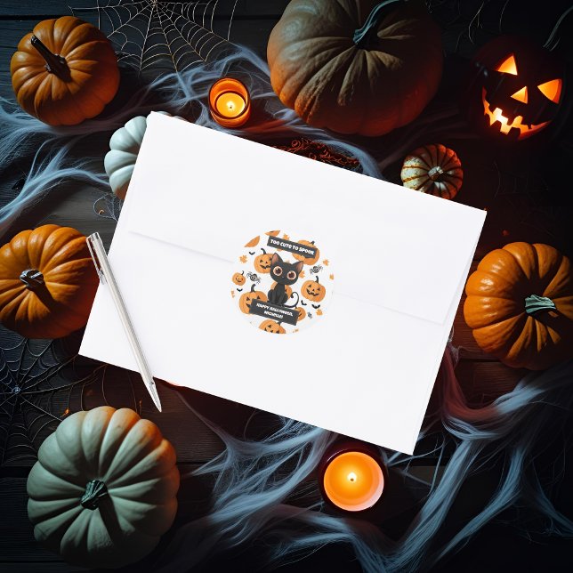 Rond Sticker Halloween - Trop mignon pour parler Chat n (Créateur téléchargé)