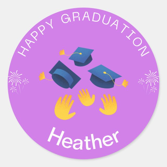Rond Sticker - Happy Graduate Personnaliser - Ajouter u (Devant)