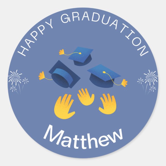 Rond Sticker - Happy Graduate Personnaliser - Ajouter u (Devant)