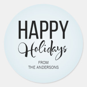 Rond Sticker Happy Holidays Ski d'hiver