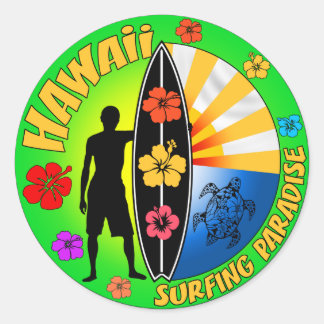 Rond Sticker Hawaii Surfing