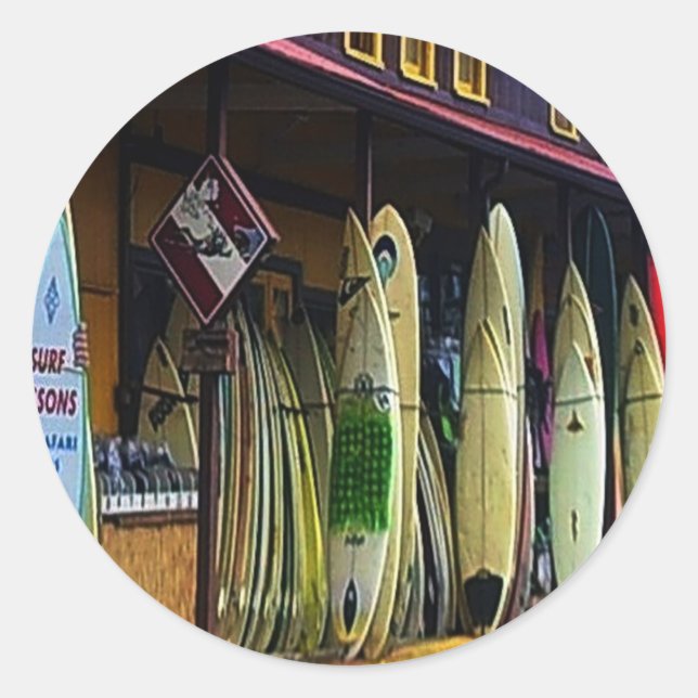 Rond Sticker Hawaiian Surfers (Devant)