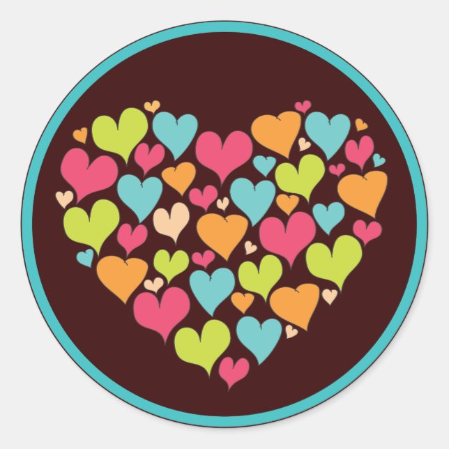 Rond Sticker Hearts Love en couleur vive (Devant)