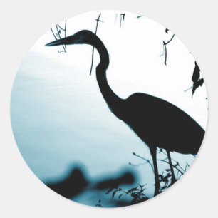 Rond Sticker Heron Silhouette