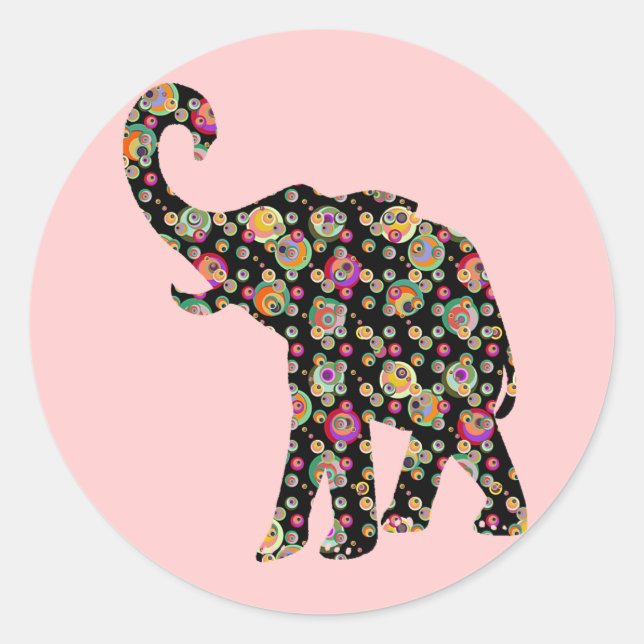 Rond Sticker Hippie Elephant (Devant)