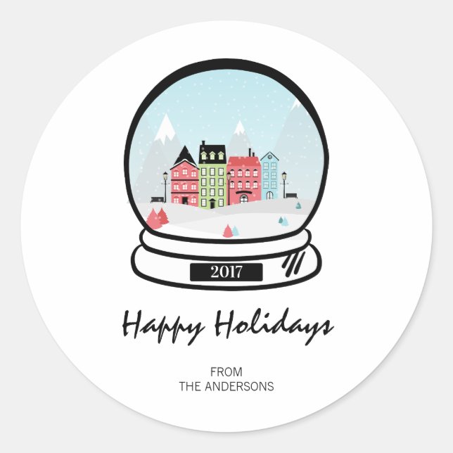 Rond Sticker hiver Snow Globe (Devant)