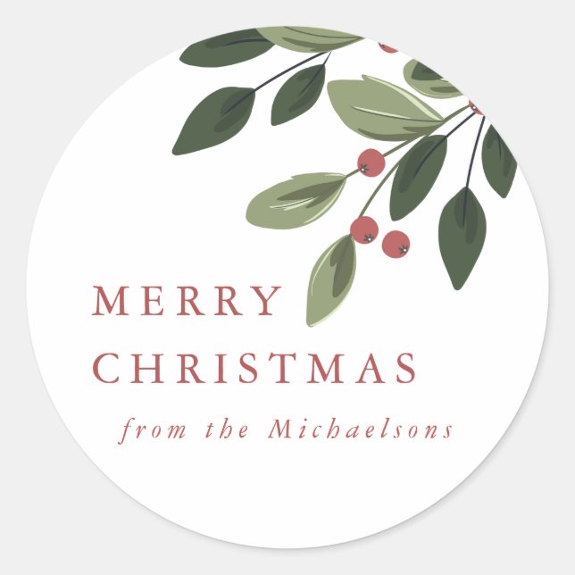 Rond Sticker Holiday Holly Round (Devant)