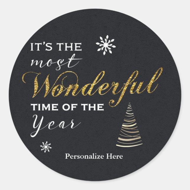 Rond Sticker Holiday Time Gold Foil Card (Devant)