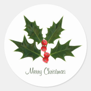 Rond Sticker Holly Christmas Joyeux Noël