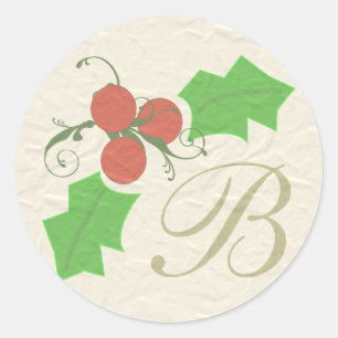 Rond Sticker Holly de Noël