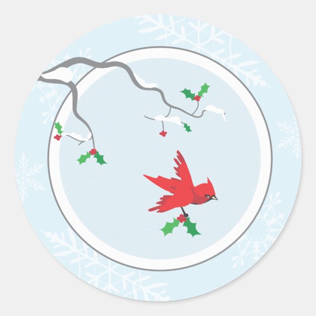 Rond Sticker Holly et Bird Favoriser ou Sceau d'envelop (Devant)