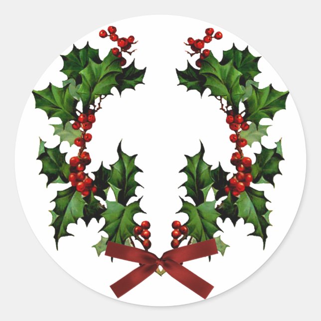 Rond Sticker Holly Wreath (Devant)